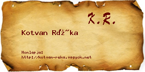 Kotvan Réka névjegykártya